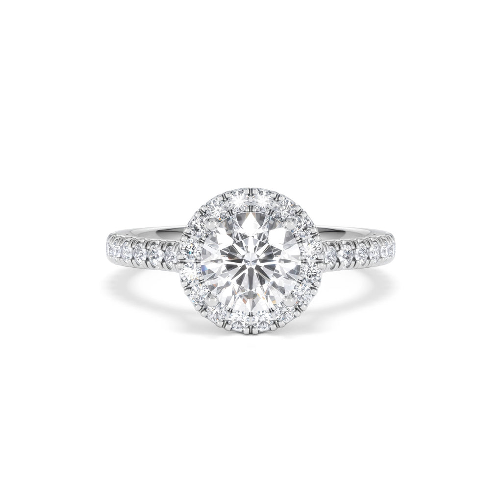 Reina GIA Diamond Halo Engagement Ring in Platinum 1.80ct G/SI2