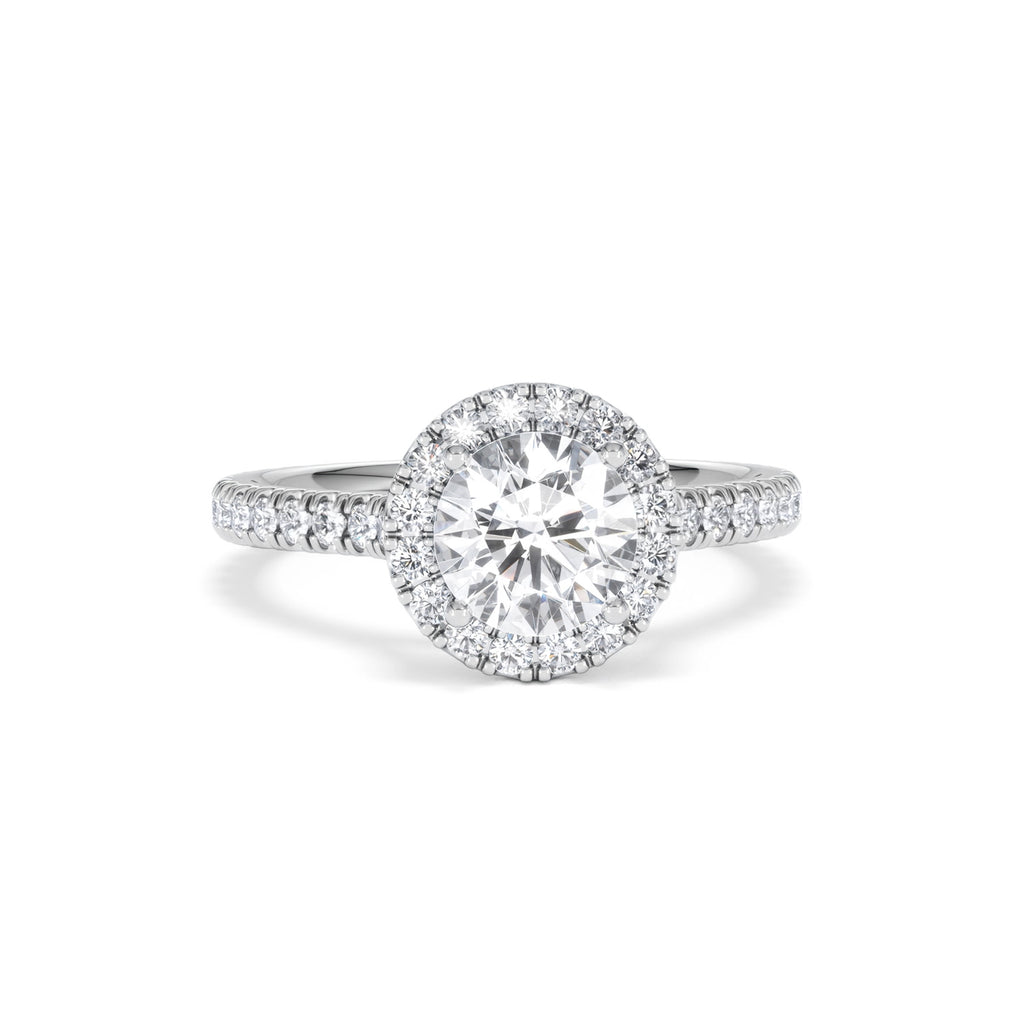 Reina GIA Diamond Halo Engagement Ring in Platinum 1.80ct G/SI2