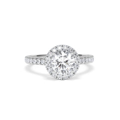 Reina GIA Diamond Halo Engagement Ring in Platinum 1.80ct G/SI2