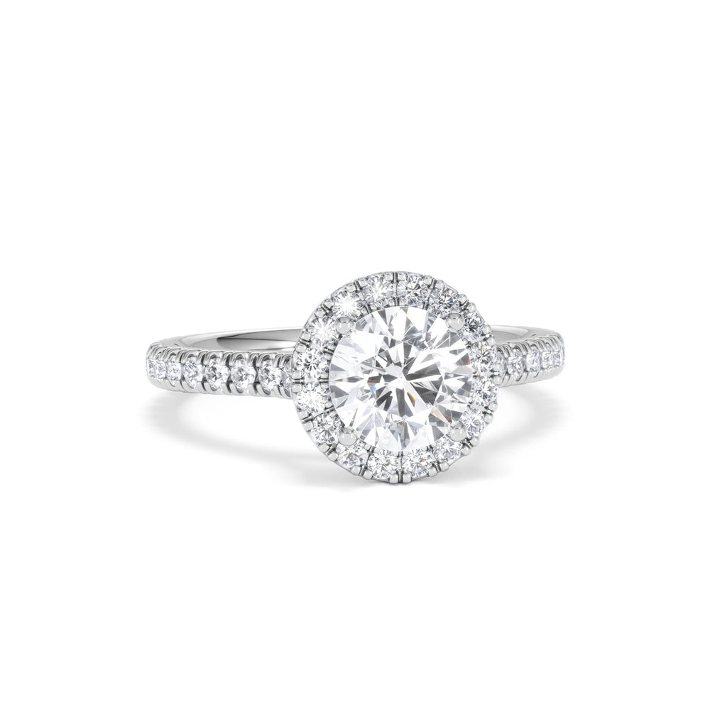 Reina GIA Diamond Halo Engagement Ring in Platinum 1.80ct G/SI2