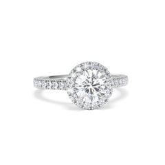 Reina GIA Diamond Halo Engagement Ring in Platinum 1.80ct G/SI2