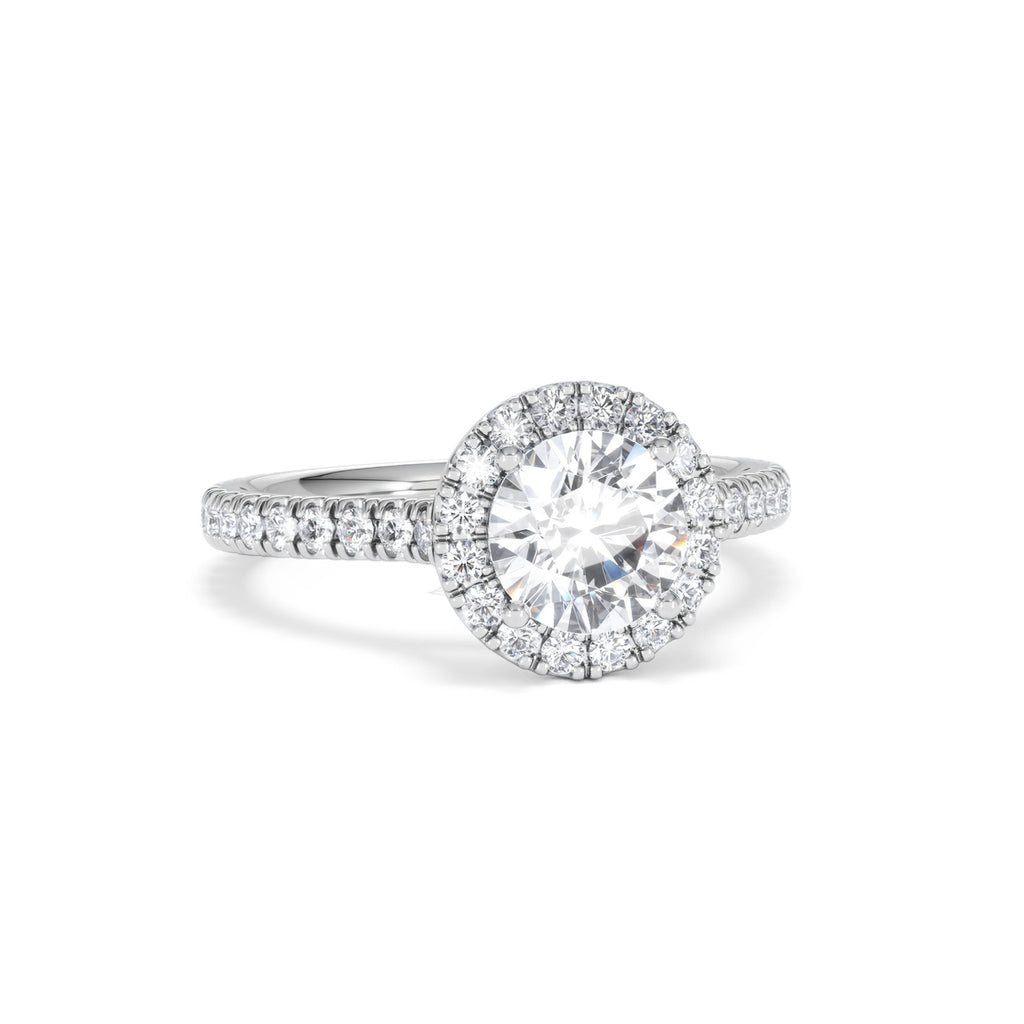 Reina GIA Diamond Halo Engagement Ring in Platinum 1.80ct G/SI2