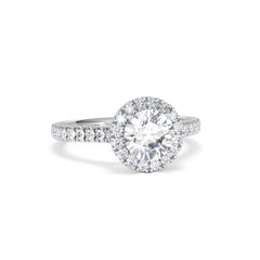 Reina GIA Diamond Halo Engagement Ring in Platinum 1.80ct G/SI2