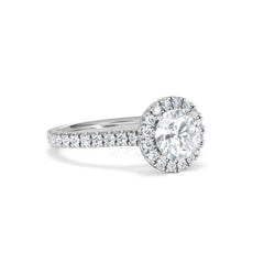 Reina GIA Diamond Halo Engagement Ring in Platinum 1.80ct G/SI2