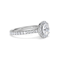 Reina GIA Diamond Halo Engagement Ring in Platinum 1.80ct G/SI2