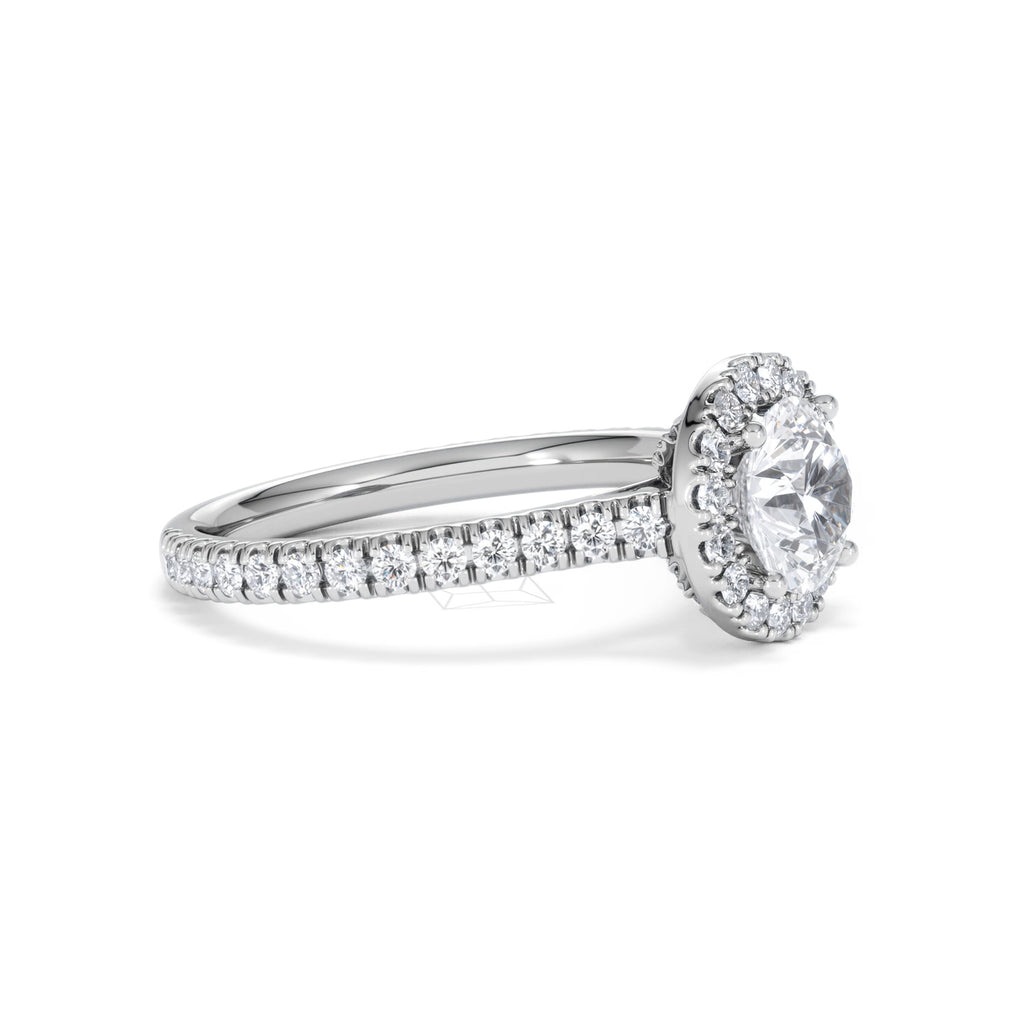 Reina GIA Diamond Halo Engagement Ring in Platinum 1.80ct G/SI2
