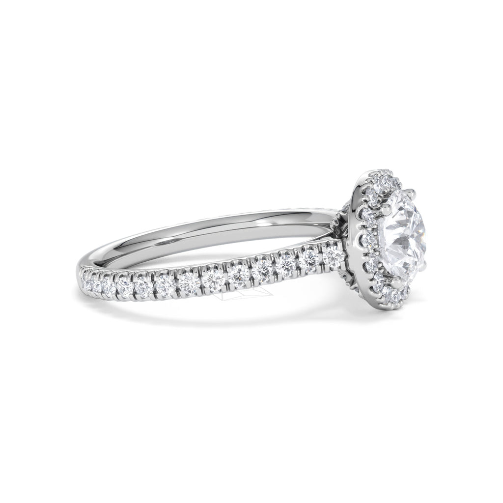 Reina GIA Diamond Halo Engagement Ring in Platinum 1.80ct G/SI2