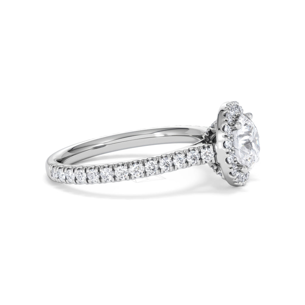 Reina GIA Diamond Halo Engagement Ring in Platinum 1.80ct G/SI2