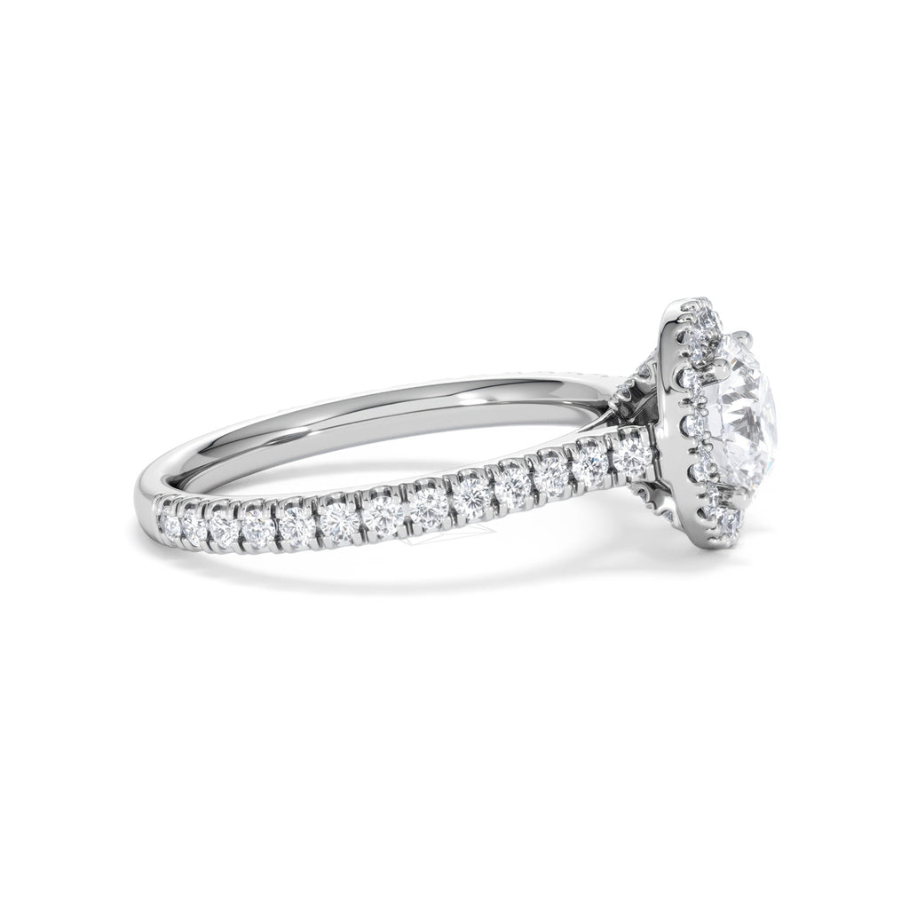 Reina GIA Diamond Halo Engagement Ring in Platinum 1.80ct G/SI2