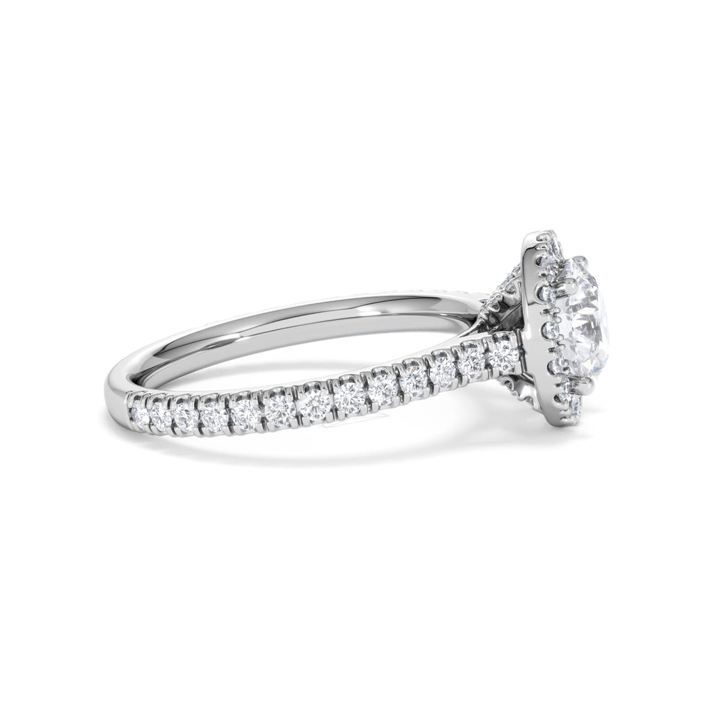 Reina GIA Diamond Halo Engagement Ring in Platinum 1.80ct G/SI2