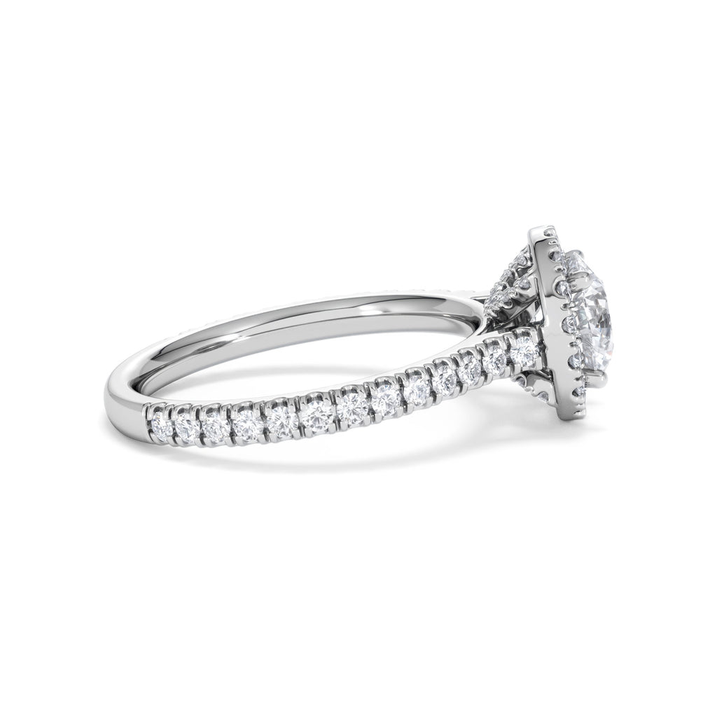 Reina GIA Diamond Halo Engagement Ring in Platinum 1.80ct G/SI2
