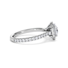 Reina GIA Diamond Halo Engagement Ring in Platinum 1.80ct G/SI2