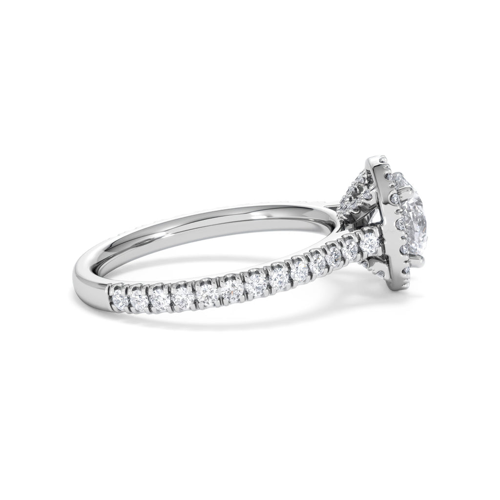 Reina GIA Diamond Halo Engagement Ring in Platinum 1.80ct G/SI2
