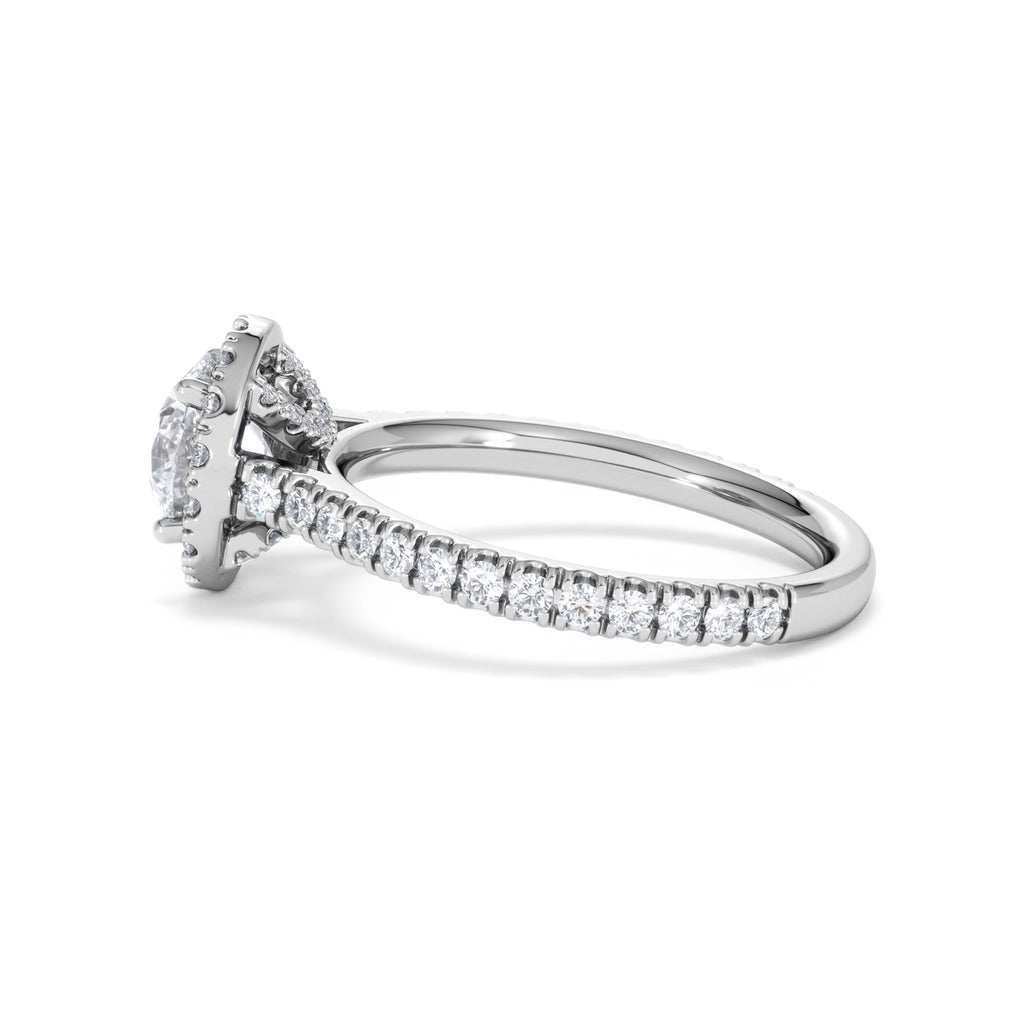 Reina GIA Diamond Halo Engagement Ring in Platinum 1.80ct G/SI2