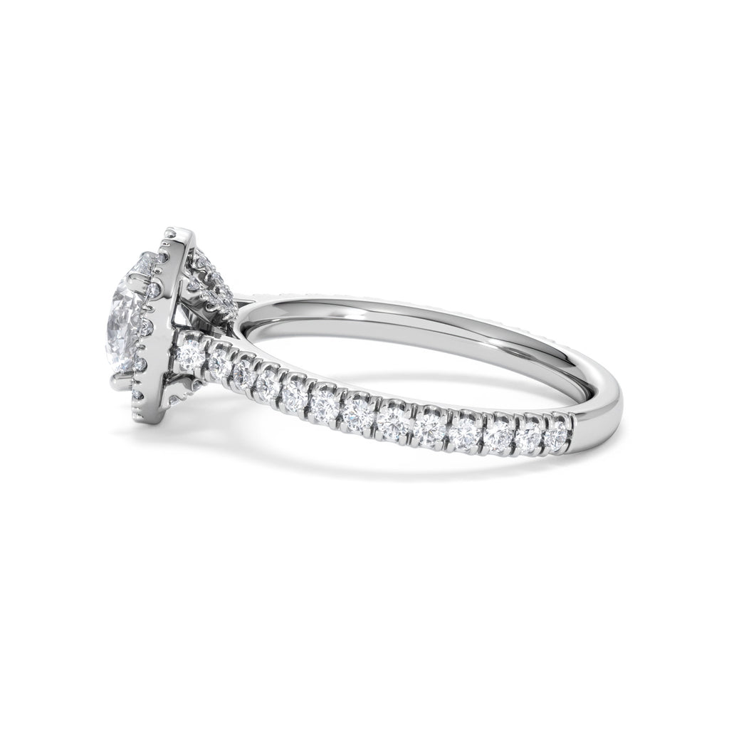 Reina GIA Diamond Halo Engagement Ring in Platinum 1.80ct G/SI2