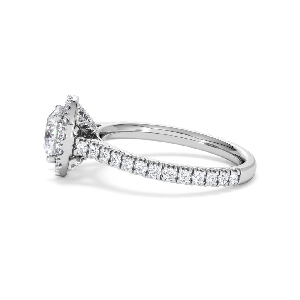 Reina GIA Diamond Halo Engagement Ring in Platinum 1.80ct G/SI2