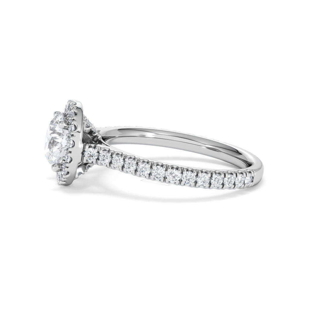 Reina GIA Diamond Halo Engagement Ring in Platinum 1.80ct G/SI2