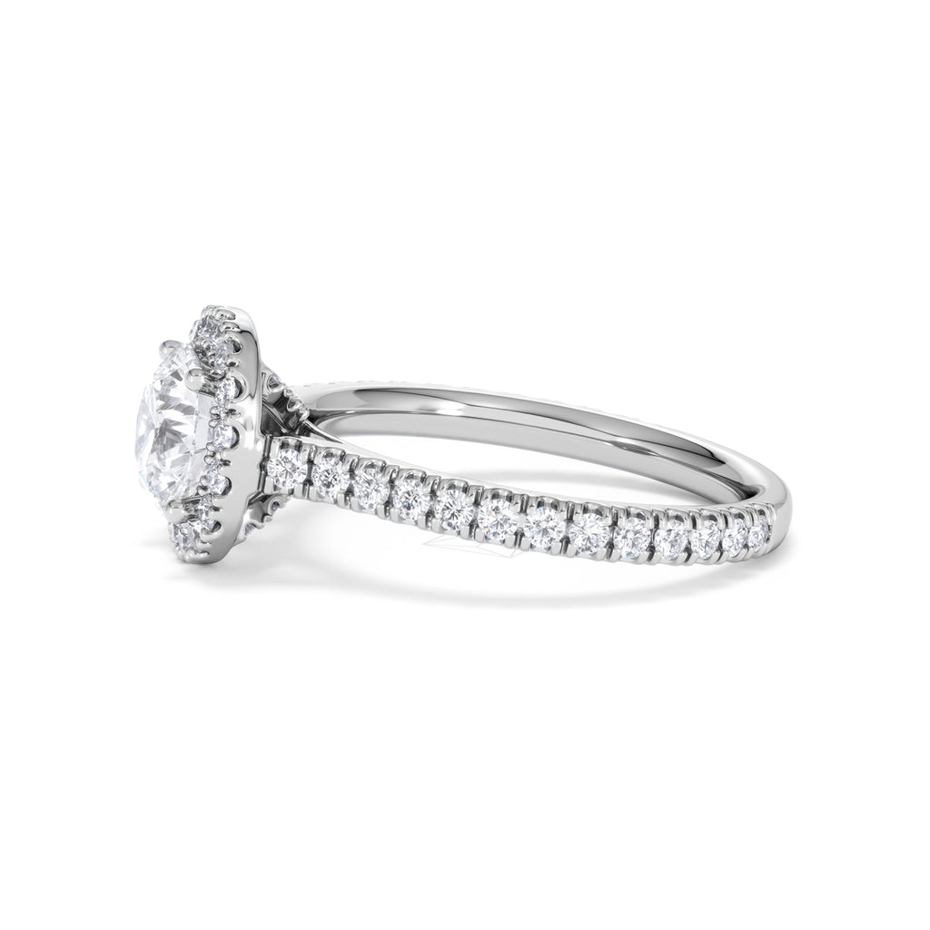 Reina GIA Diamond Halo Engagement Ring in Platinum 1.80ct G/SI2