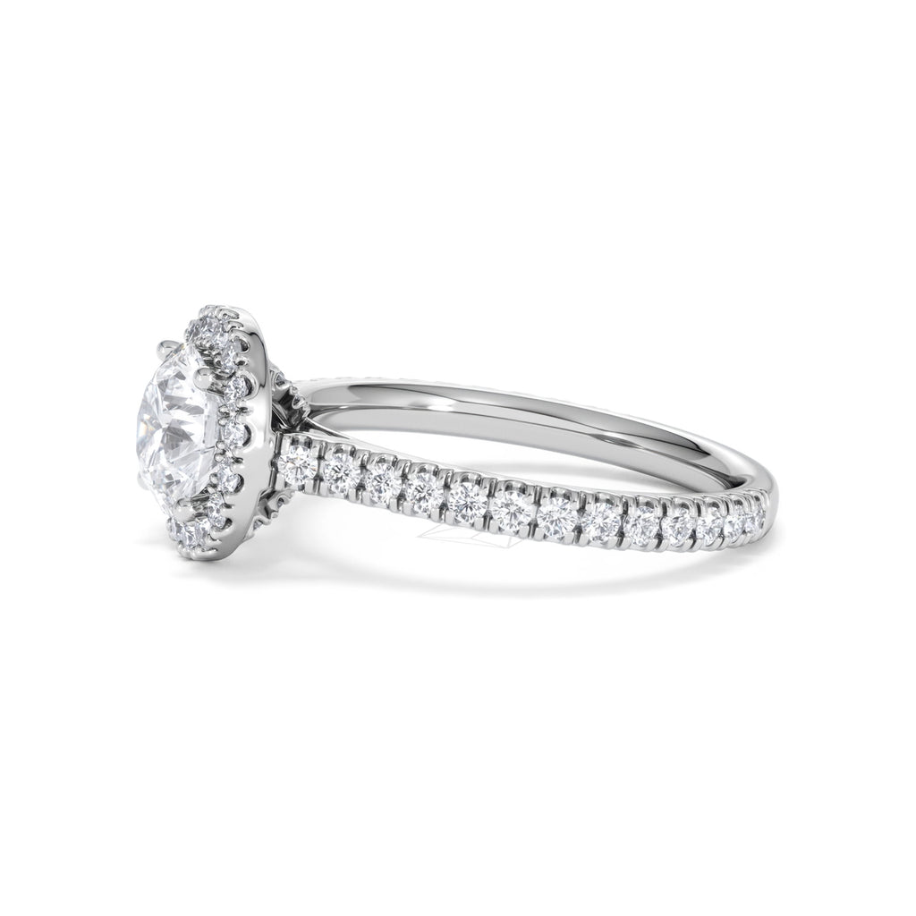 Reina GIA Diamond Halo Engagement Ring in Platinum 1.80ct G/SI2