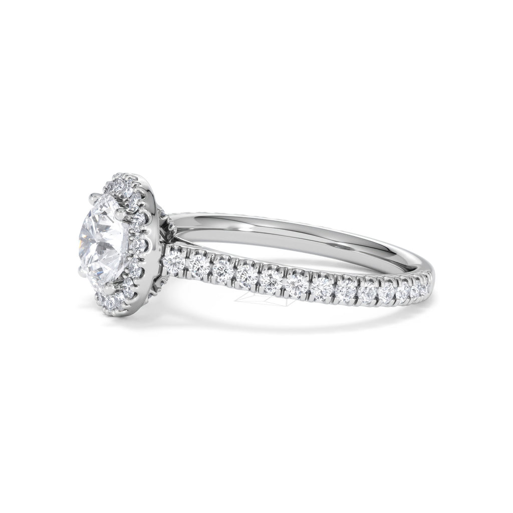 Reina GIA Diamond Halo Engagement Ring in Platinum 1.80ct G/SI2
