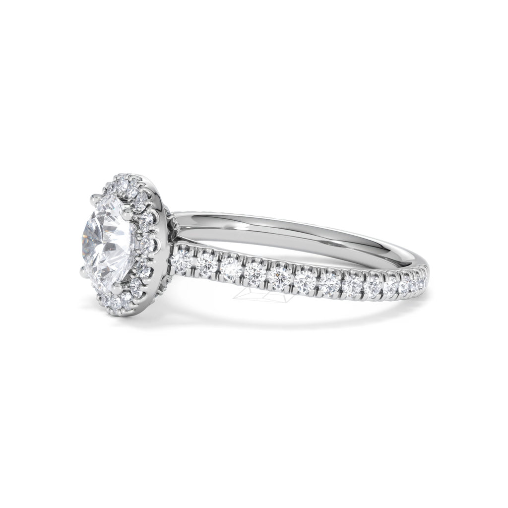 Reina GIA Diamond Halo Engagement Ring in Platinum 1.80ct G/SI2
