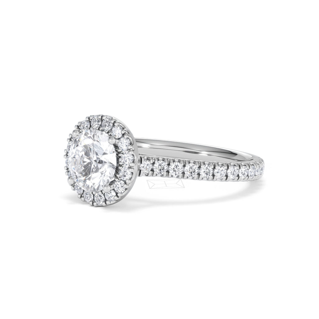 Reina GIA Diamond Halo Engagement Ring in Platinum 1.80ct G/SI2