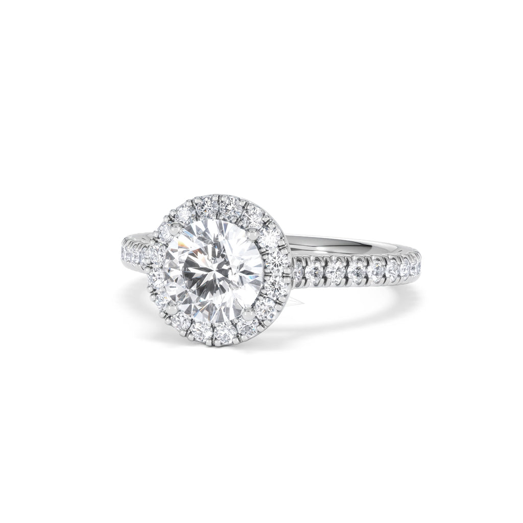 Reina GIA Diamond Halo Engagement Ring in Platinum 1.80ct G/SI2