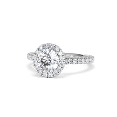 Reina GIA Diamond Halo Engagement Ring in Platinum 1.80ct G/SI2
