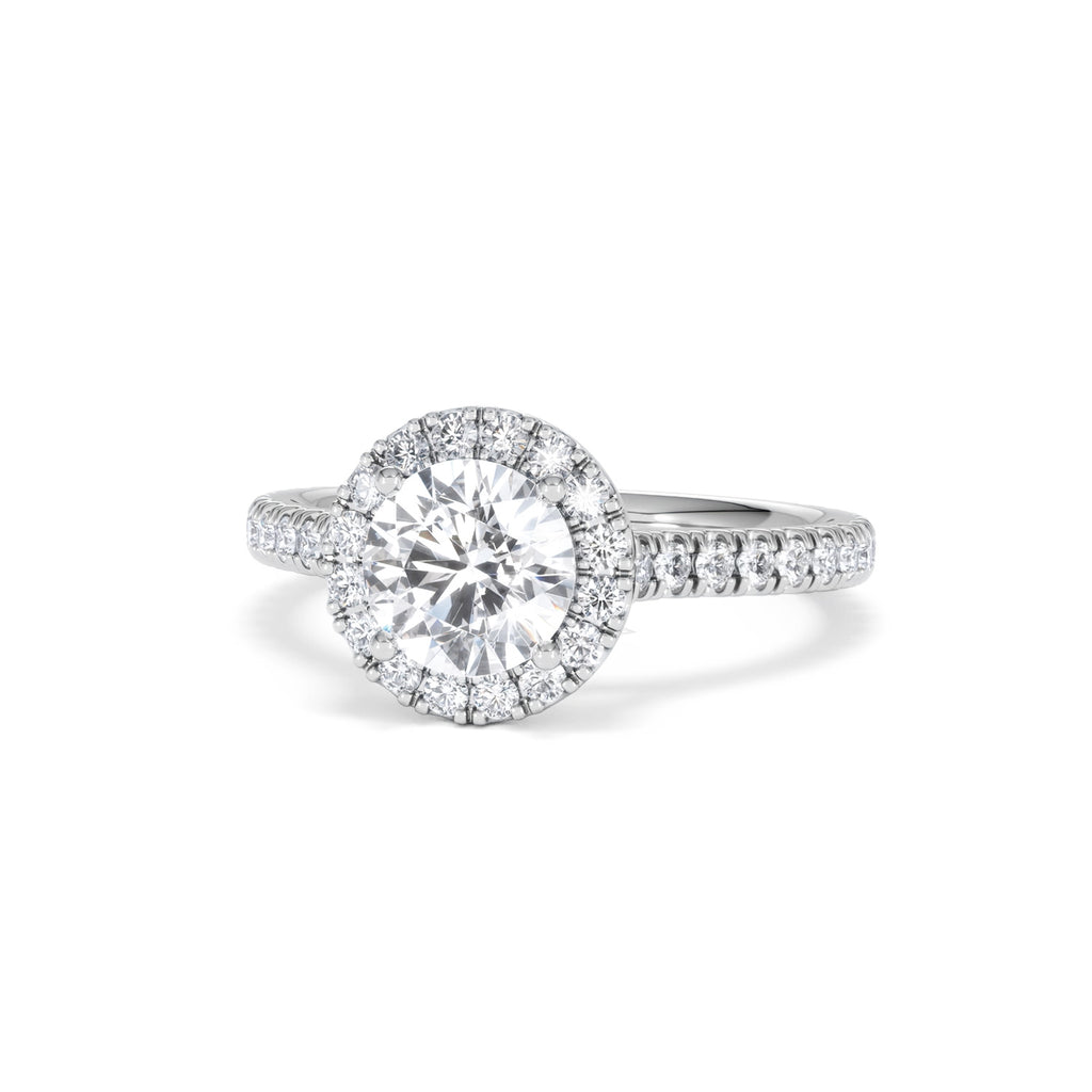 Reina GIA Diamond Halo Engagement Ring in Platinum 1.80ct G/SI2