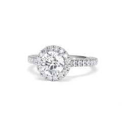 Reina GIA Diamond Halo Engagement Ring in Platinum 1.80ct G/SI2