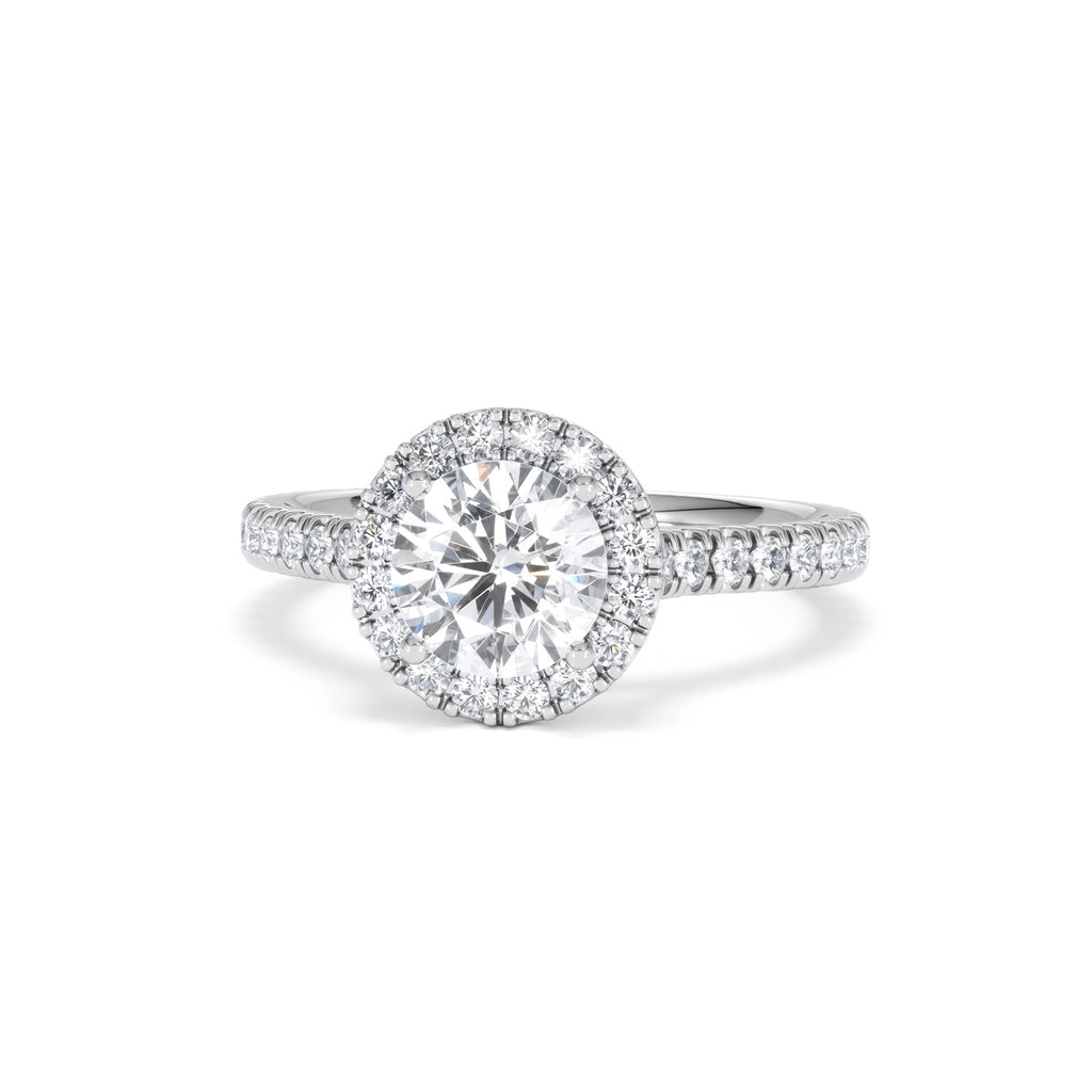 Reina GIA Diamond Halo Engagement Ring in Platinum 1.80ct G/SI2