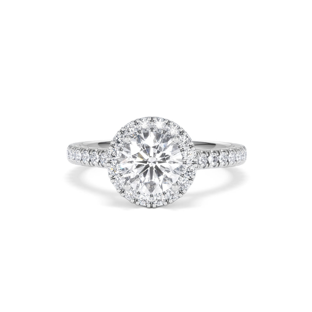 Reina GIA Diamond Halo Engagement Ring in Platinum 1.80ct G/SI2