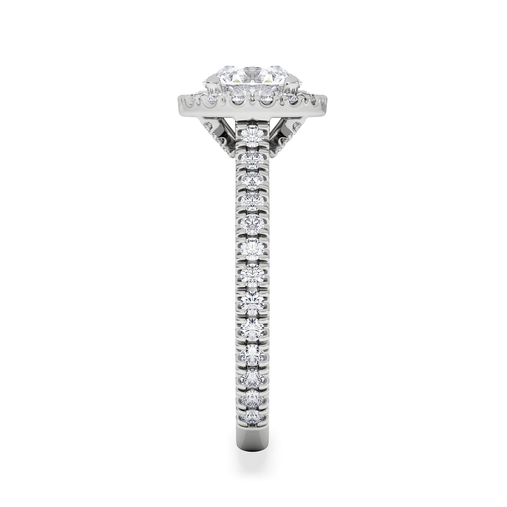 Reina GIA Diamond Halo Engagement Ring in Platinum 1.80ct G/SI2