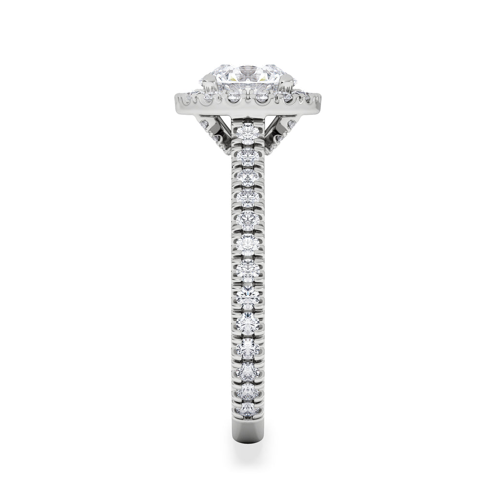 Reina GIA Diamond Halo Engagement Ring in Platinum 1.80ct G/SI2