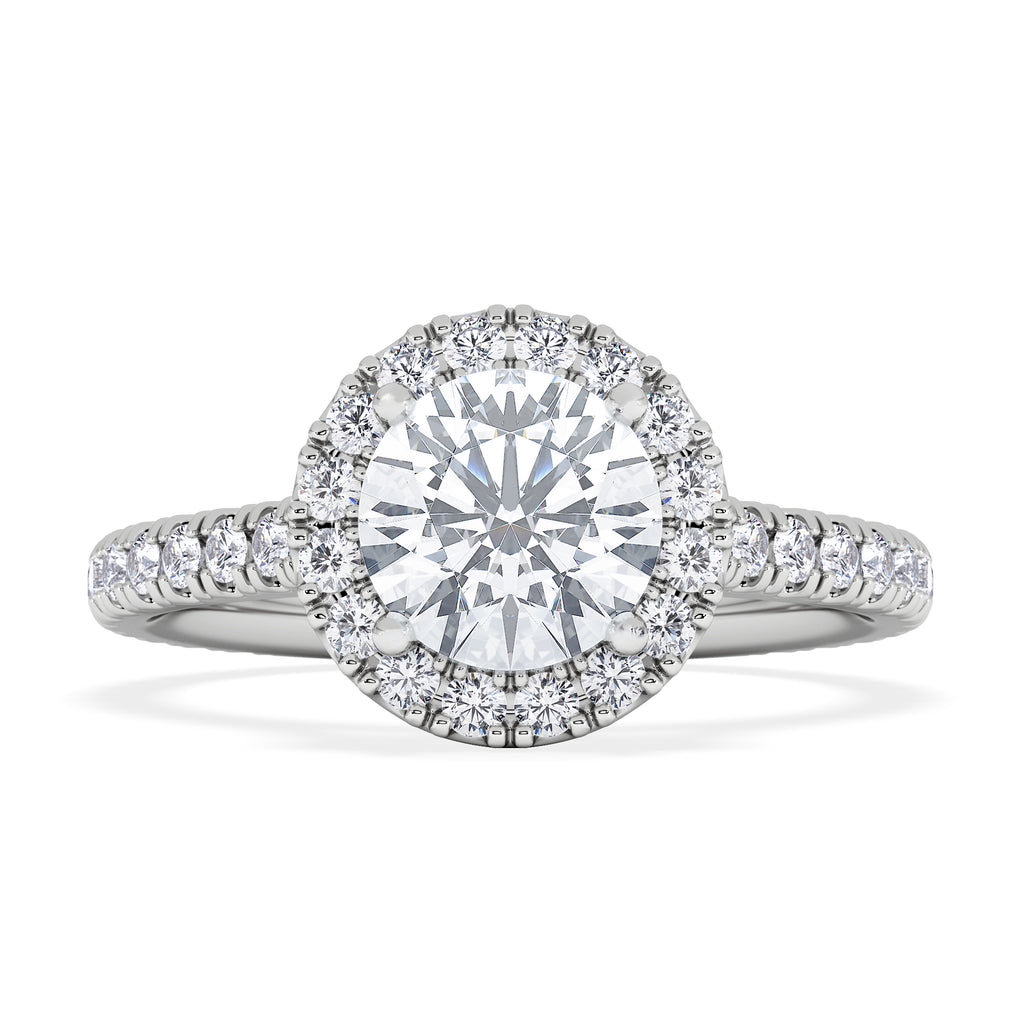 Reina Lab Diamond Halo Engagement Ring in 18K White Gold 1.80ct F/VS1