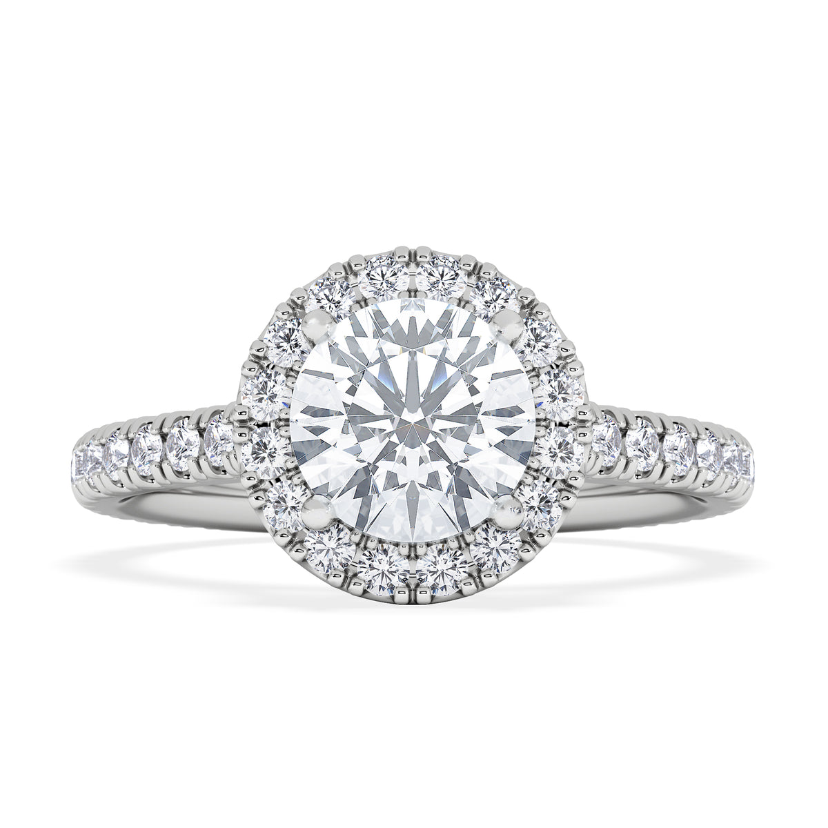 Reina GIA Diamond Halo Engagement Ring in Platinum 1.80ct G/SI2