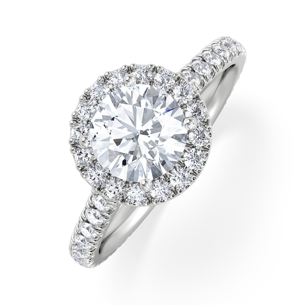 Reina GIA Diamond Halo Engagement Ring in Platinum 1.80ct G/SI2