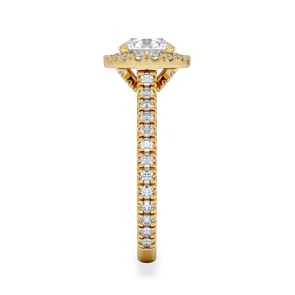 Reina Lab Diamond Halo Engagement Ring in 18K Gold 1.80ct F/VS1