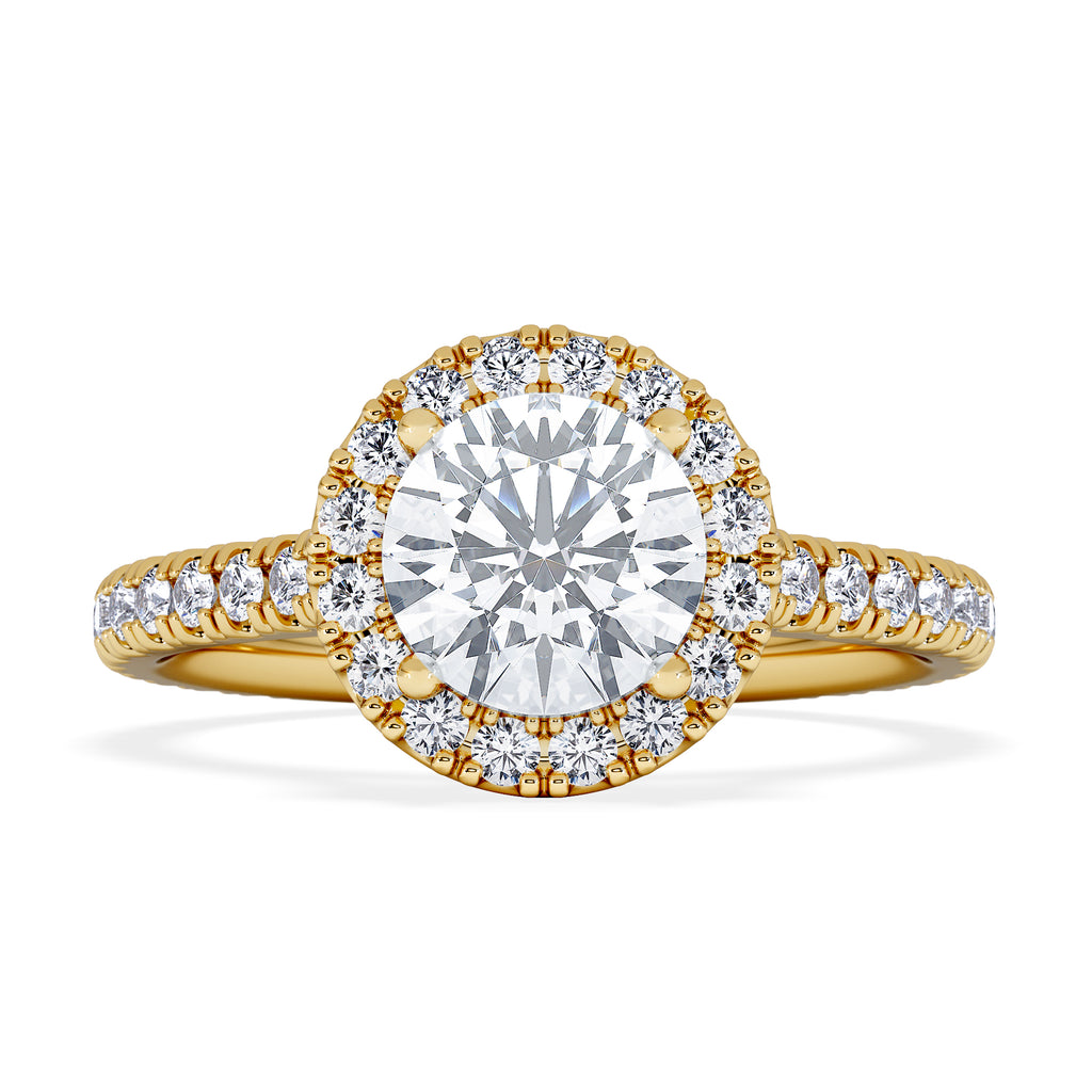 Reina Lab Diamond Halo Engagement Ring in 18K Gold 1.80ct F/VS1