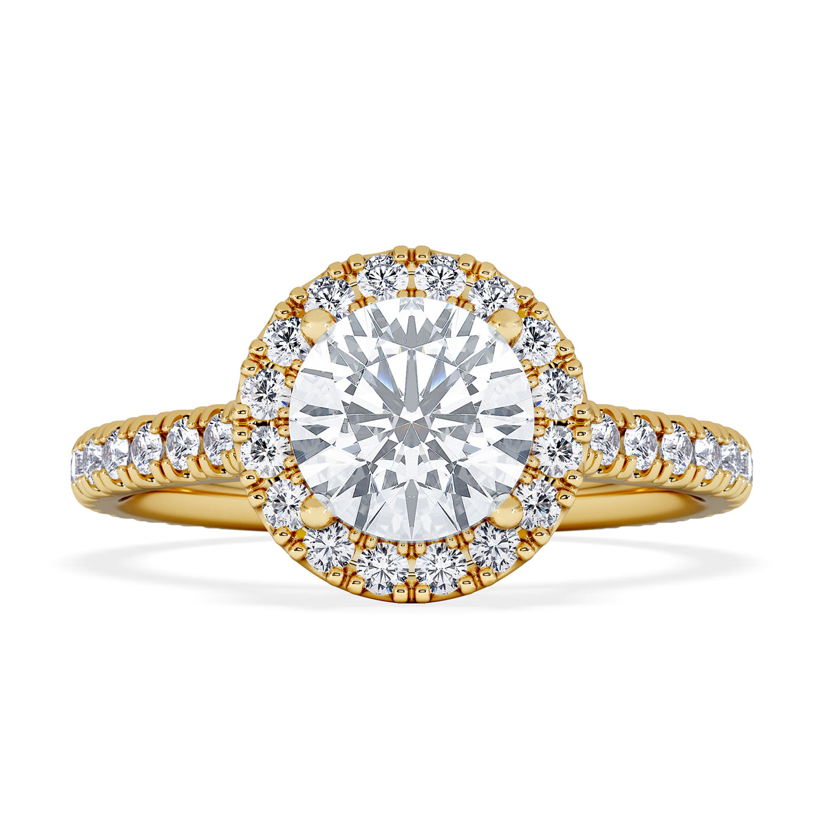 Reina Lab Diamond Halo Engagement Ring in 18K Gold 1.80ct F/VS1