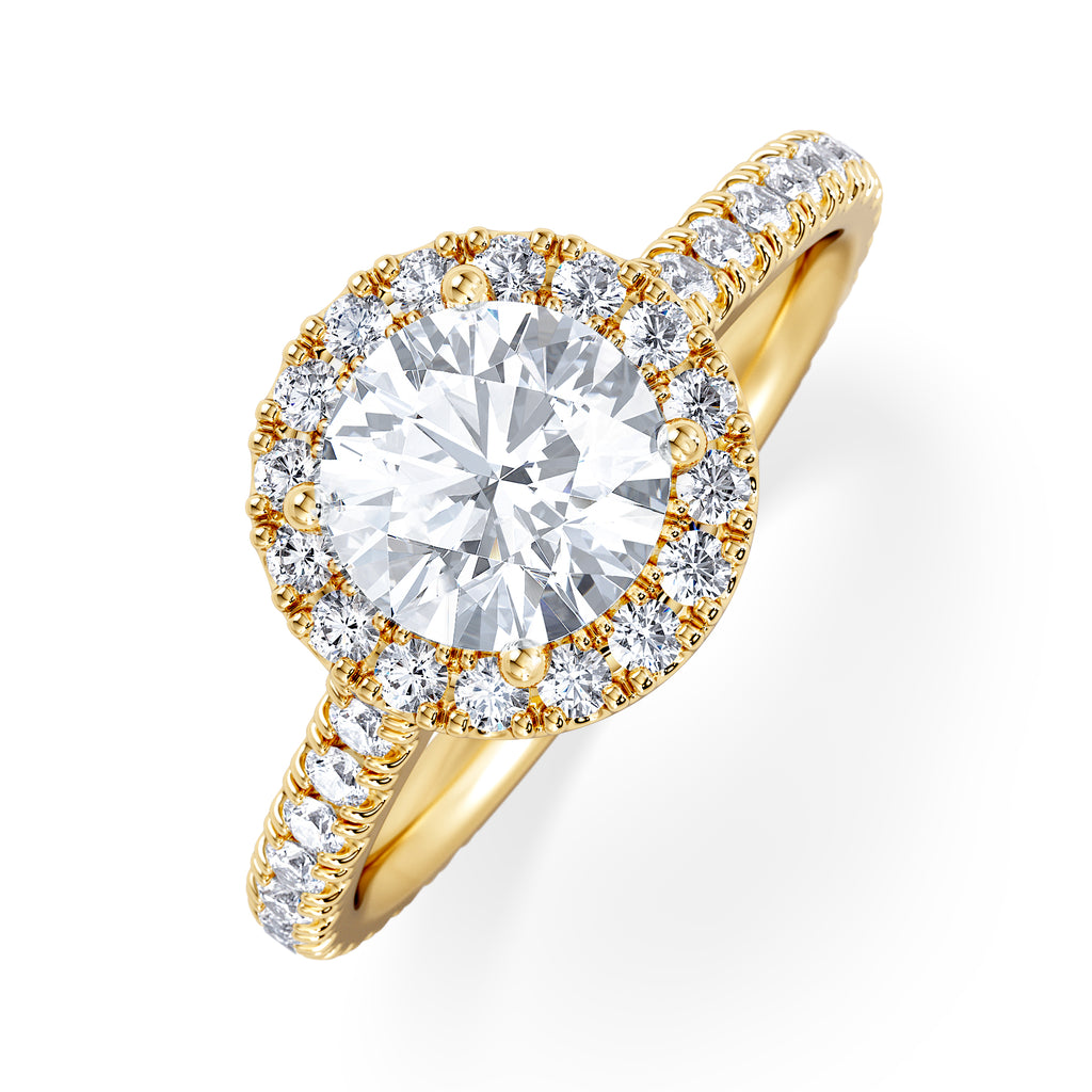 Reina Lab Diamond Halo Engagement Ring in 18K Gold 1.80ct F/VS1