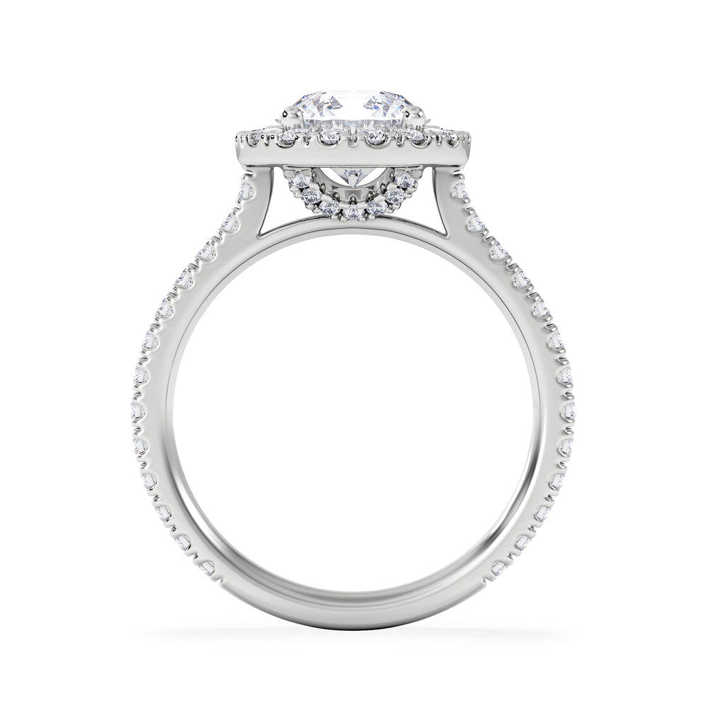 2.30ct Reina Lab Diamond Halo Engagement Ring in Platinum F/VS1