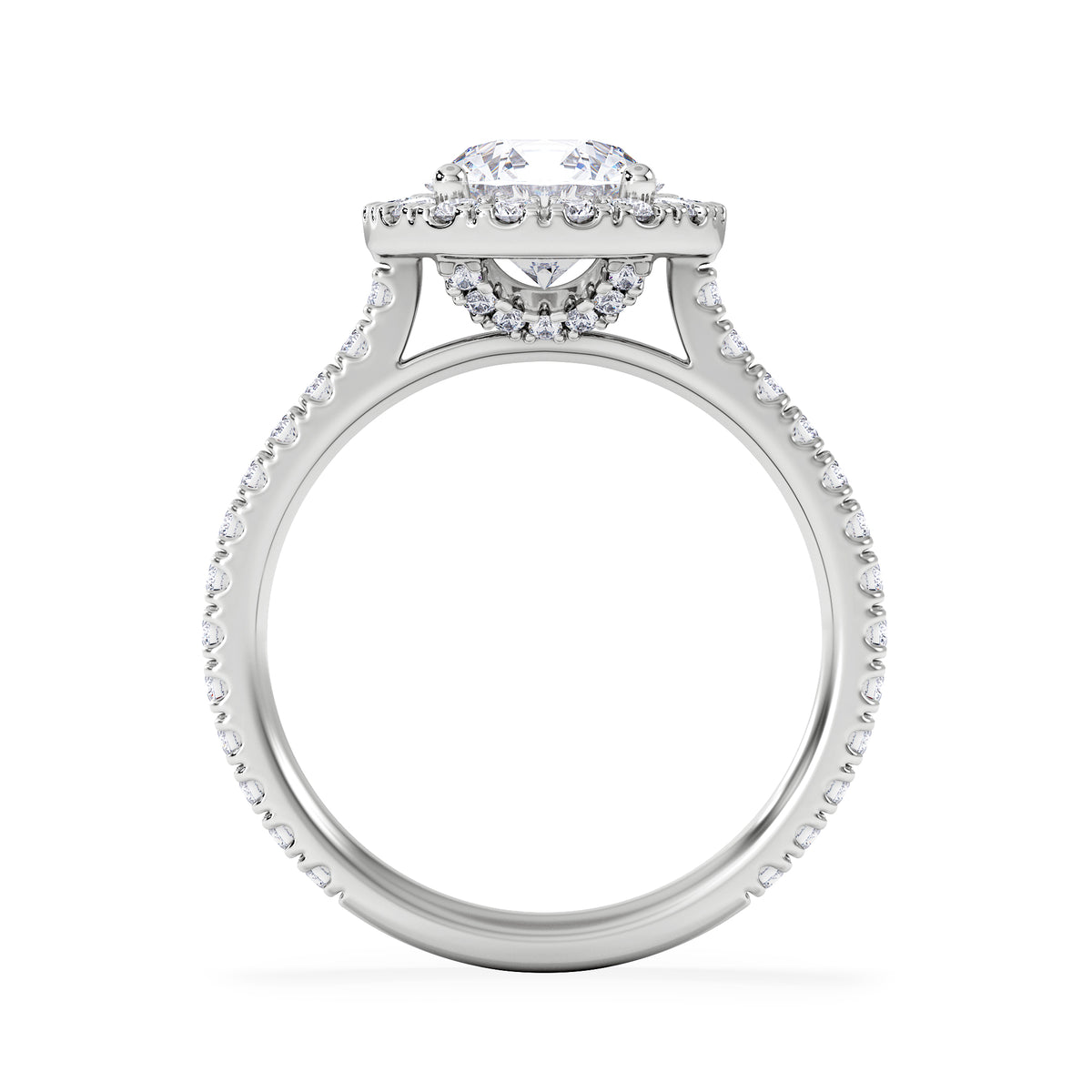 2.30ct Reina Lab Diamond Halo Engagement Ring in Platinum F/VS1