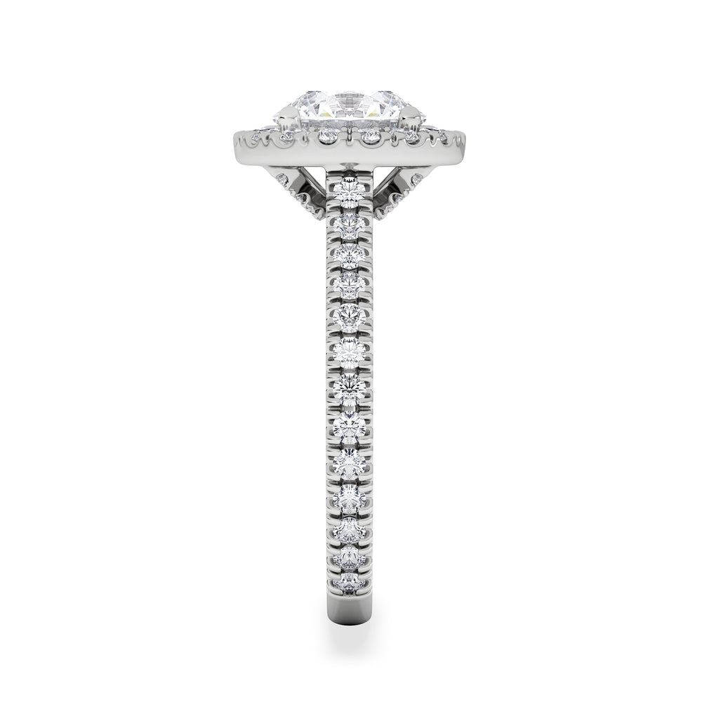 2.30ct Reina Lab Diamond Halo Engagement Ring in Platinum F/VS1