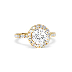 2.30ct Reina Lab Diamond Halo Engagement Ring in 18K Gold F/VS1
