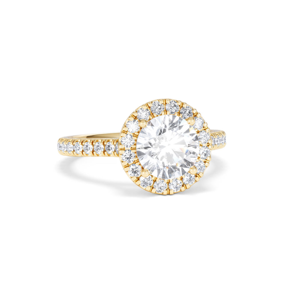 2.30ct Reina Lab Diamond Halo Engagement Ring in 18K Gold F/VS1