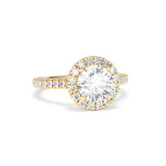 2.30ct Reina Lab Diamond Halo Engagement Ring in 18K Gold F/VS1