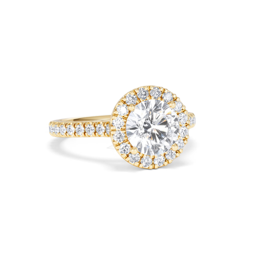 2.30ct Reina Lab Diamond Halo Engagement Ring in 18K Gold F/VS1