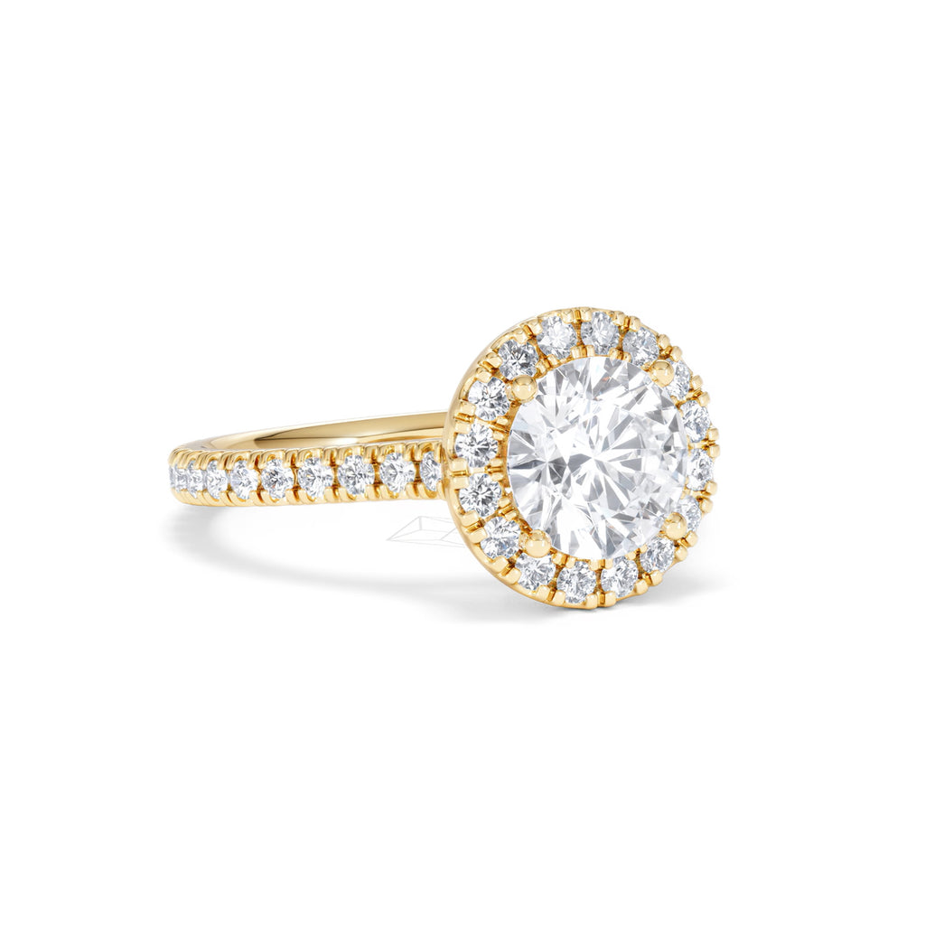 2.30ct Reina Lab Diamond Halo Engagement Ring in 18K Gold F/VS1