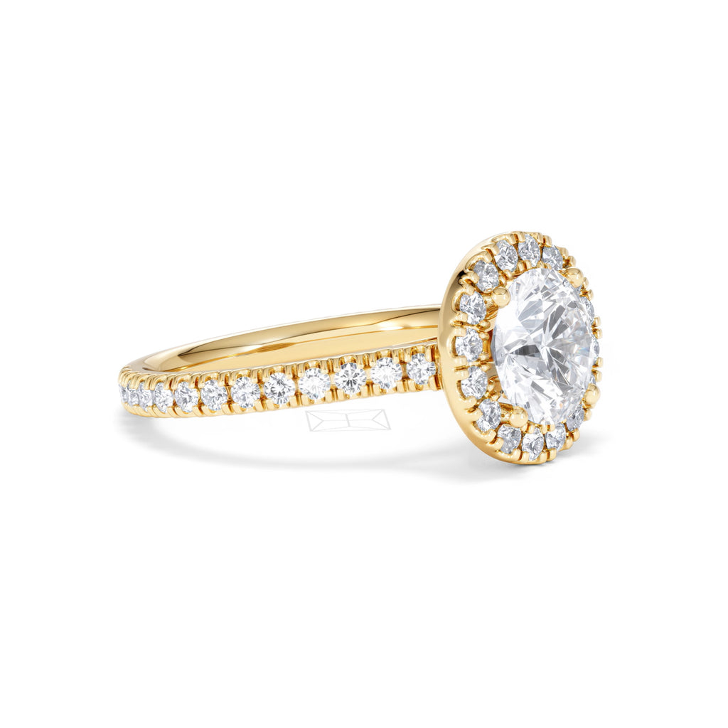 2.30ct Reina Lab Diamond Halo Engagement Ring in 18K Gold F/VS1